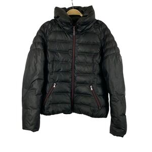 Guess Down Feather Puffer Coat Jacket Women Size L Black High Neck Boxy Outdoor